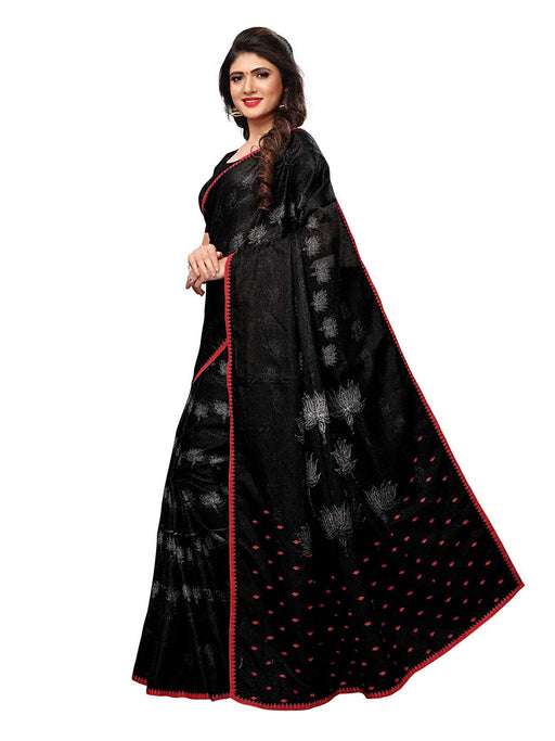 Black Color Vichitra Silk (Art Silk) Saree only in Bigswipe