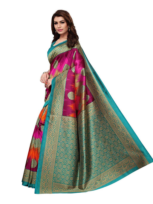 Purple, Multi Color Poly Silk Saree