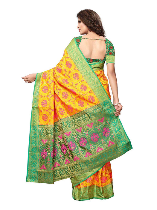 Yellow Color Poly Silk Saree