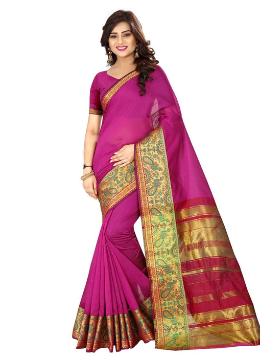 Pink Color Cotton Silk Saree only in Bigswipe