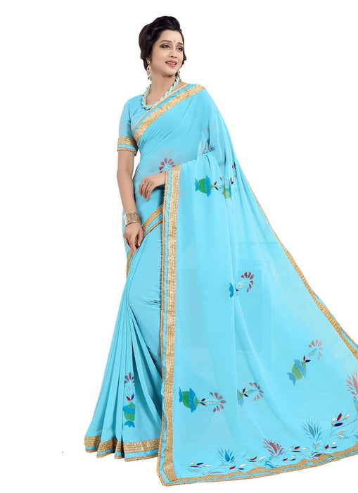 Light Blue Color Georgette Saree only in Bigswipe