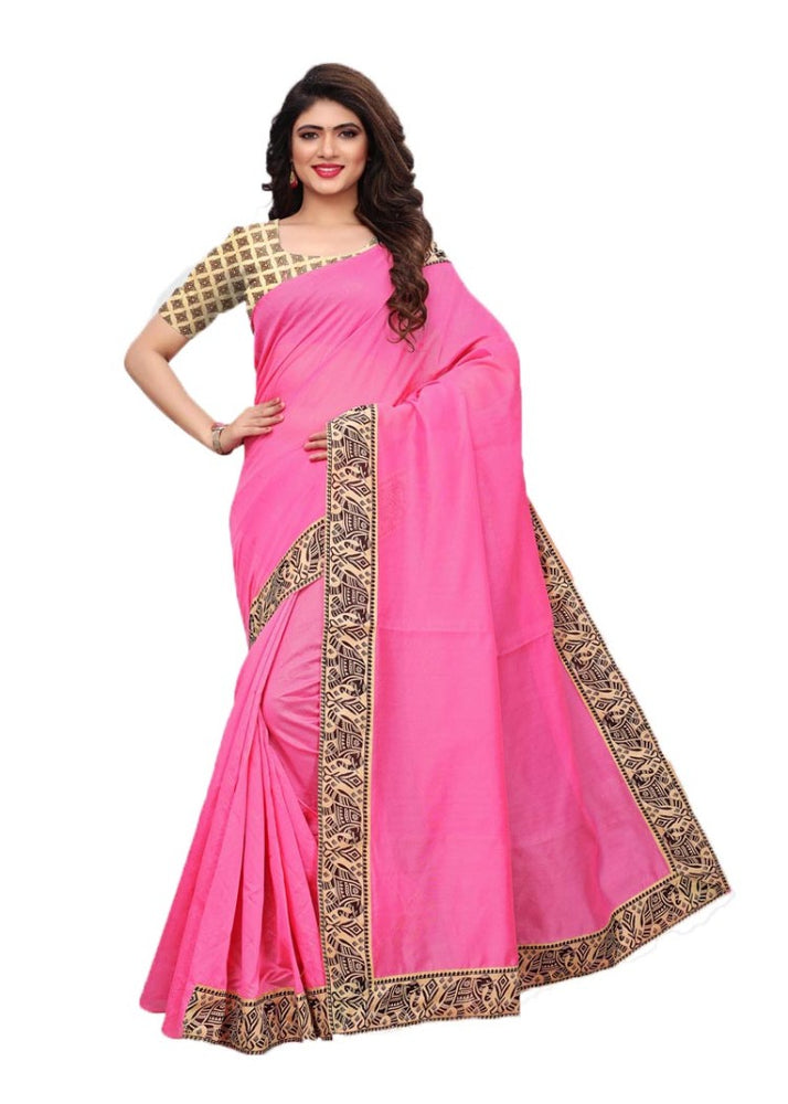 Pink Color Chanderi Silk Printed Work Saree only in Bigswipe