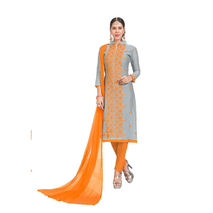 Chanderi Fabric Grey Color Dress Material only in Bigswipe