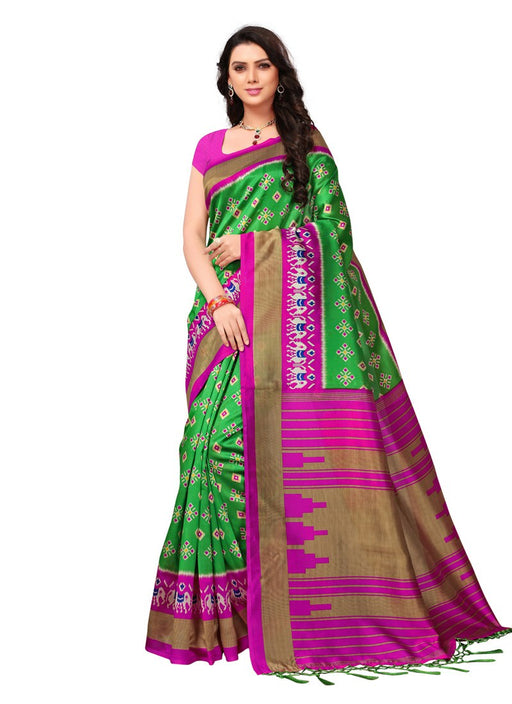 Green, Pink, Multi Color  Poly Silk Saree only in Bigswipe