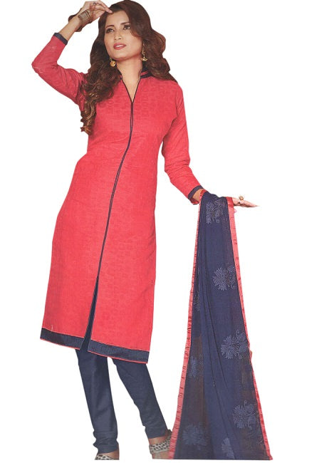 Cotton Salwar Suit Unstitched Dress Material For Women_Red only in Bigswipe