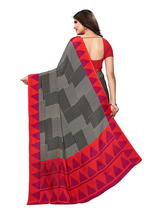 Black, Beige, Red Color Crepe Saree only in Bigswipe