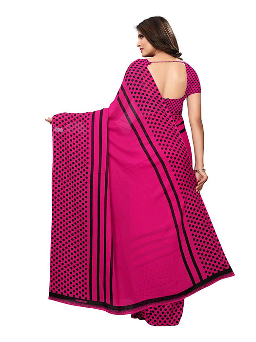 Pink, Black Color Georgette Saree only in Bigswipe