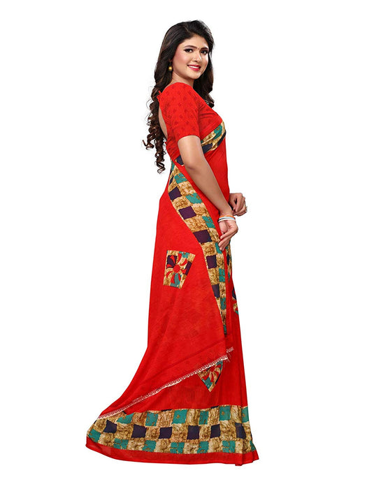 Red, Multi Color Georgette Saree