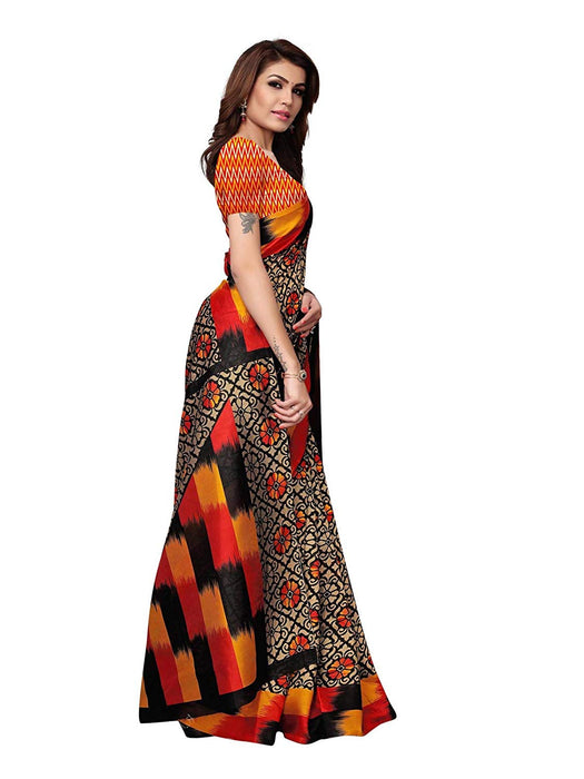 Beige, Black, Multi Color Poly Silk Saree only in Bigswipe