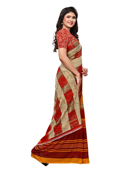 Red, Multi Color Georgette Saree