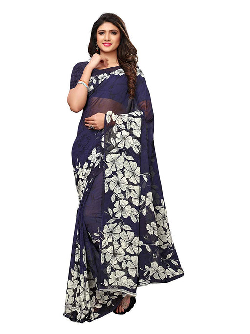 Navy Blue, Multi Color Georgette Saree only in Bigswipe