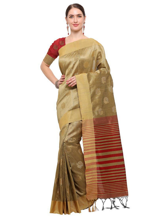 Beige Color  Tussar Silk Saree only in Bigswipe