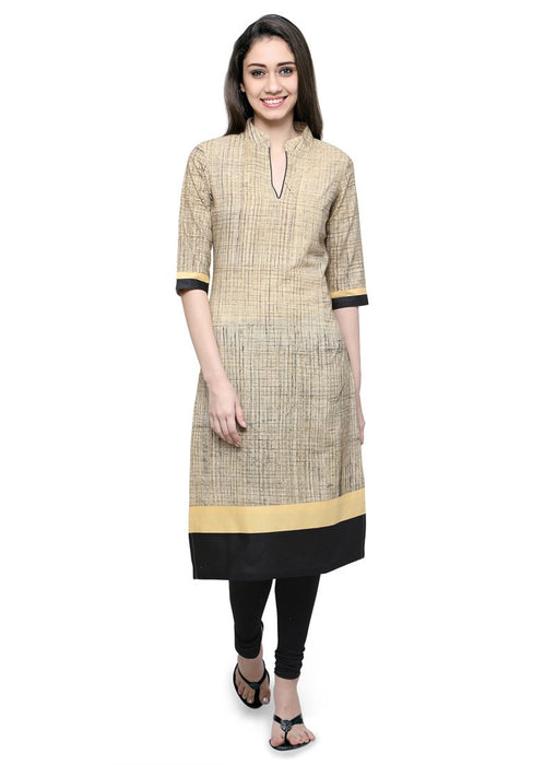 Beige Color Printed Cotton Kurti only in Bigswipe