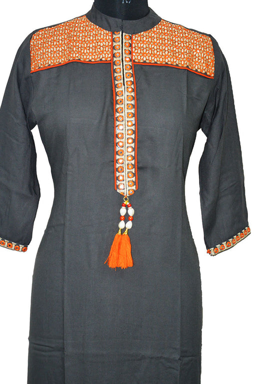 Rayon Embroidery With Mirror Work Kurti