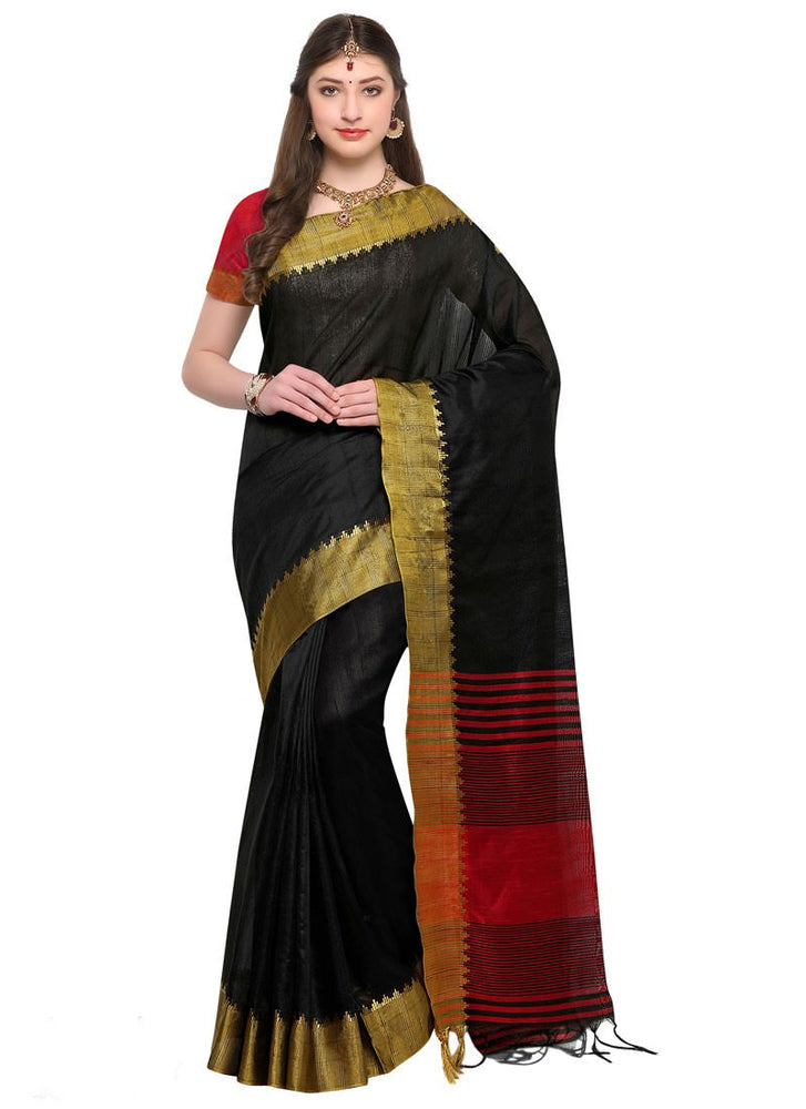 Black Color Bhagalpuri Saree only in Bigswipe