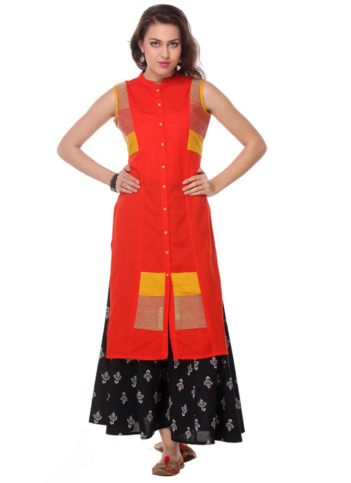 Orange Color Buttons Rayon Flex Kurti only in Bigswipe