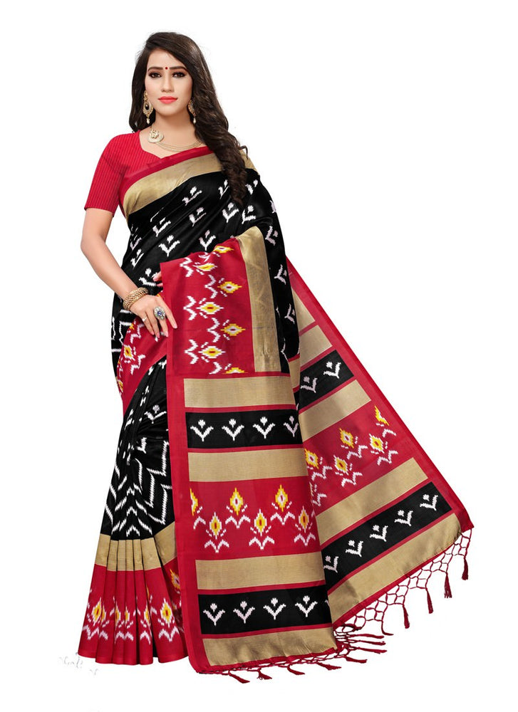 Black, Maroon Color  Poly Silk Saree only in Bigswipe