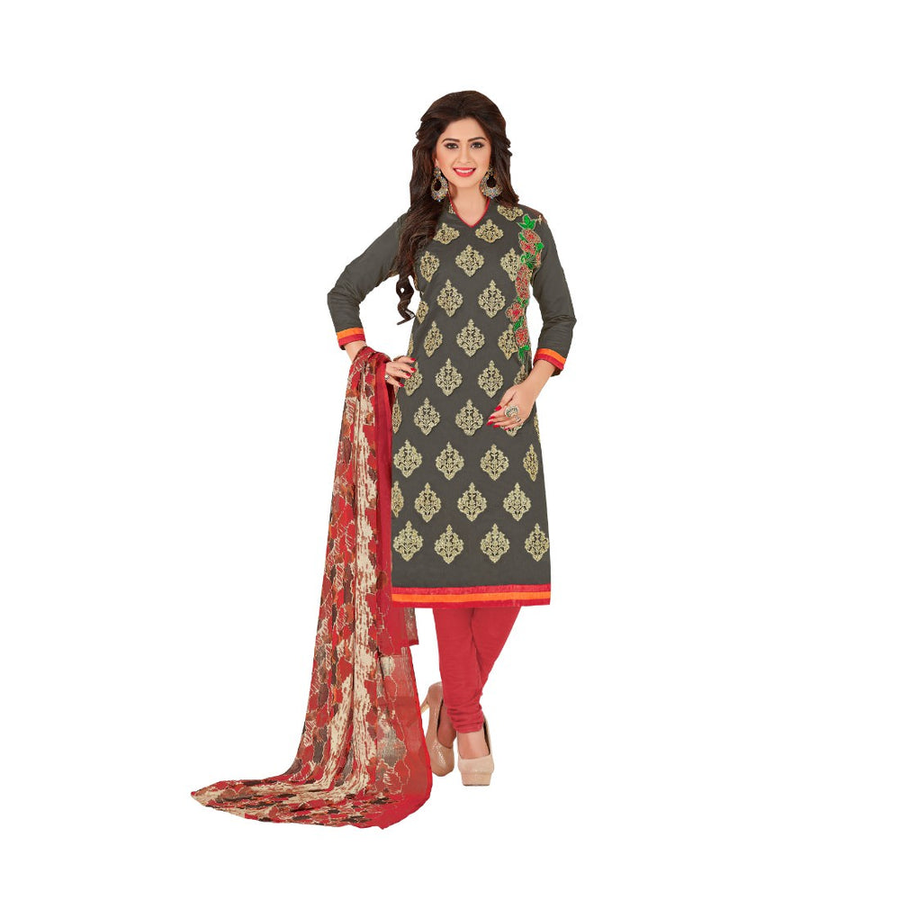 Chanderi Fabric Grey Color Dress Material only in Bigswipe