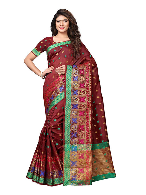 Maroon Color Chanderi Silk Saree only in Bigswipe