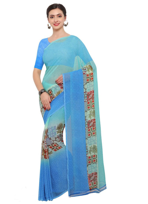 Blue, Terquoise, Multi Color Georgette Saree only in Bigswipe