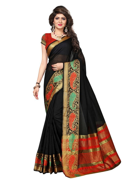 Black Color  Chanderi Silk Saree only in Bigswipe