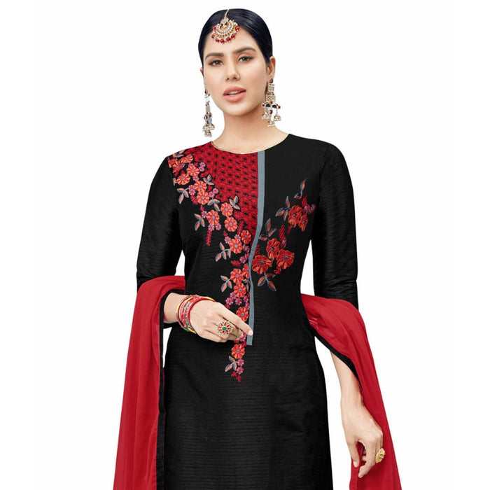 Cotton Silk Fabric Black Color Dress Material only in Bigswipe