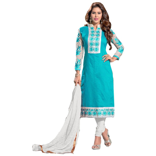 Chanderi Fabric Sky Blue Color Dress Material only in Bigswipe