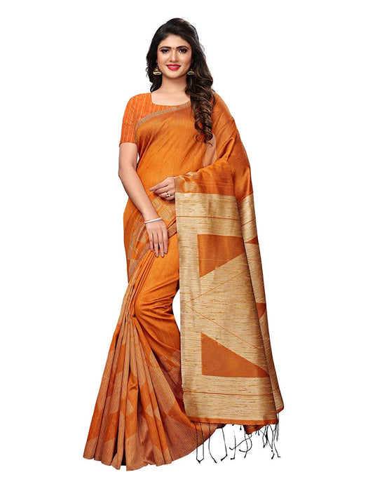 Orange Color Tussar Silk (Art Silk) Saree only in Bigswipe