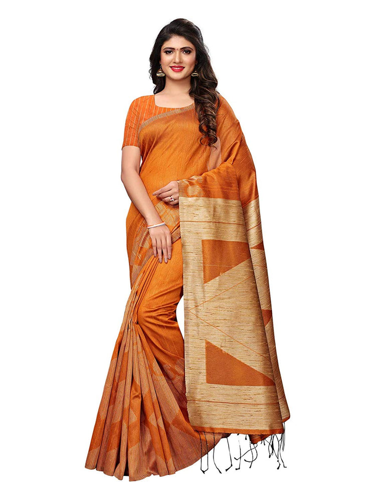 Orange Color Tussar Silk (Art Silk) Saree only in Bigswipe