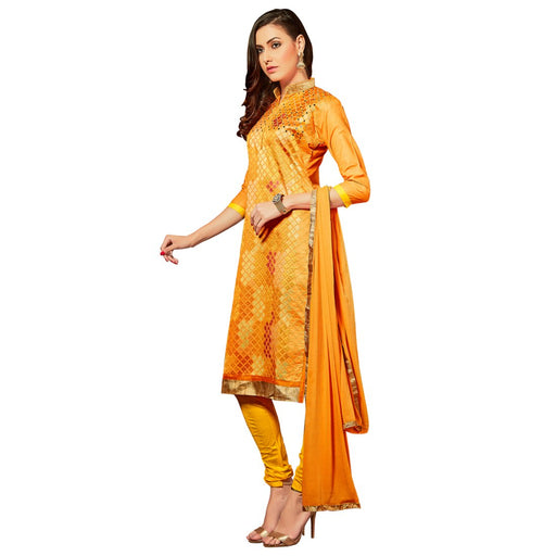 Glaze Cotton Fabric Orange Color Dress Material only in Bigswipe