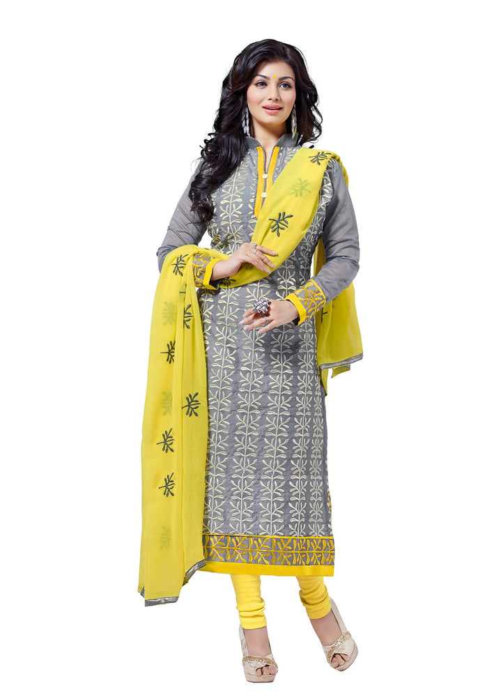 Beige Bhagalpuri Salwar Suit Material With Embroidery only in Bigswipe