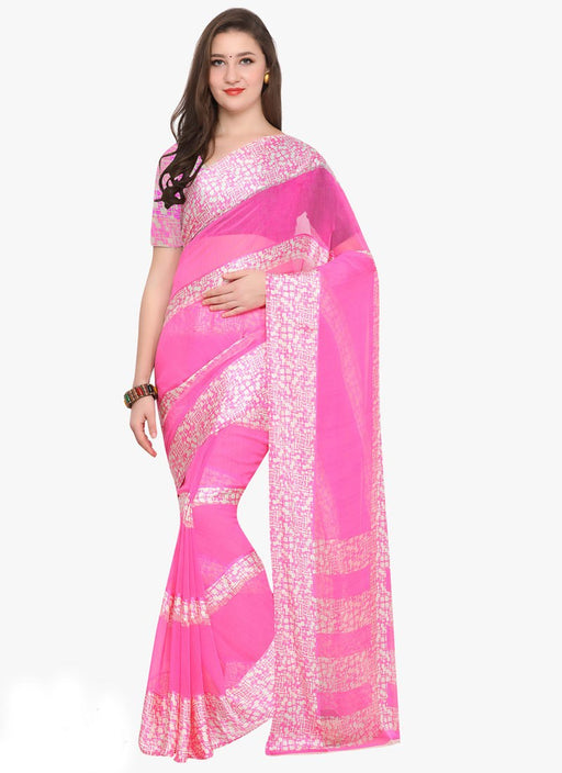 Pink Color Georgette Saree only in Bigswipe