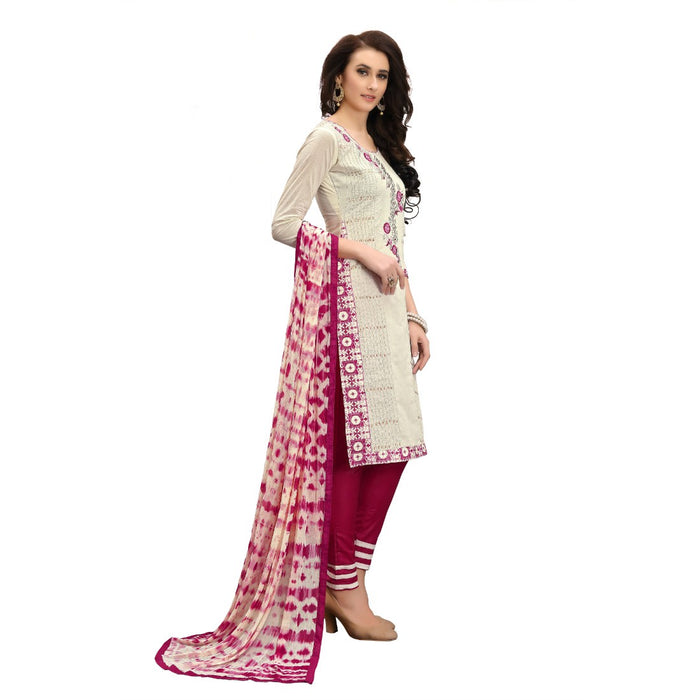 Chanderi Cotton Fabric Cream  Color Dress Material only in Bigswipe