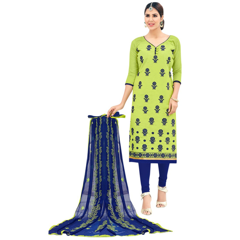 Chanderi Fabric Green Color Dress Material only in Bigswipe