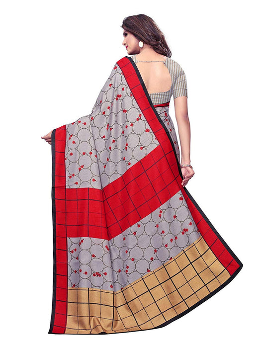 Grey, Red, Multi Color Vichitra Silk (Art Silk) Saree only in Bigswipe