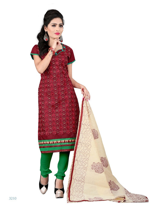 Brown Embroidered Chanderi Dress Material only in Bigswipe