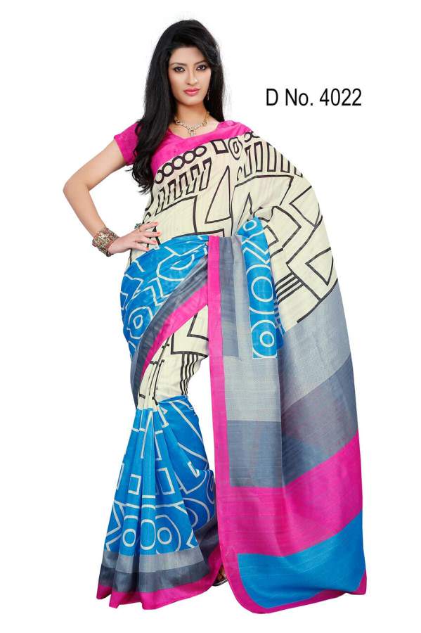 Printed Bhagalpuri Art Silk Saree only in Bigswipe