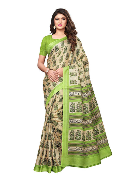 Beige, Green, Multi Color Poly Silk Saree only in Bigswipe