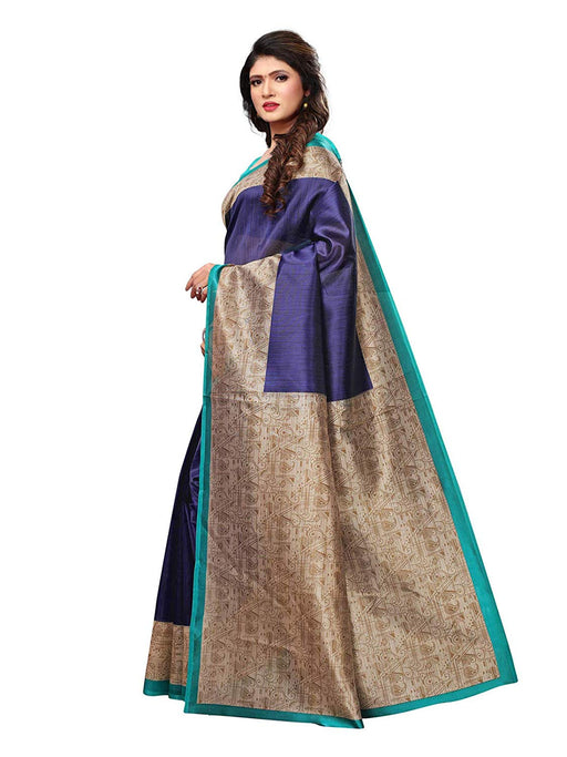 Navy Blue, Beige Color Poly Silk Saree only in Bigswipe