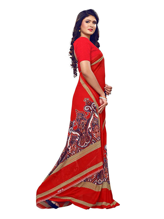 Red, Multi Color Georgette Saree