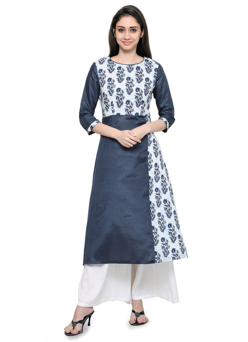 Grey,White Color Printed Cotton Kurti only in Bigswipe