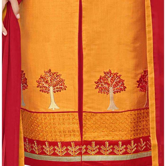 Cotton Silk Fabric Orange Color Dress Material only in Bigswipe