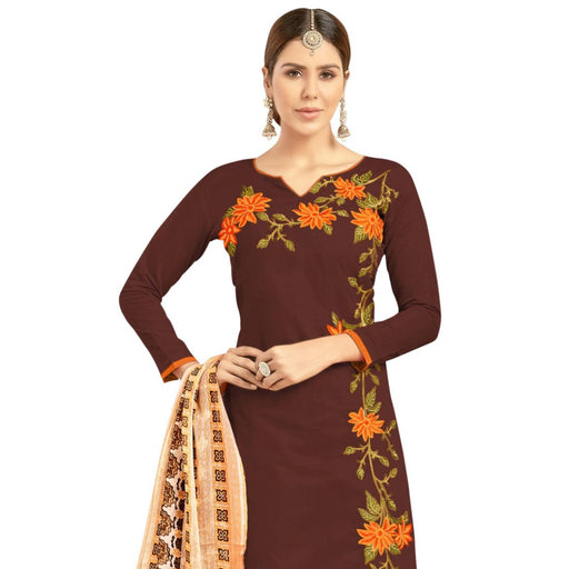 Chanderi Fabric Brown Color Dress Material only in Bigswipe