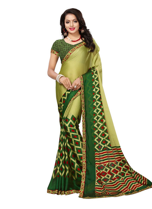 Green, Red Color  Georgette Chiffon Saree only in Bigswipe