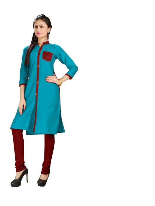 Collared Women's Long Cotton Kurti only in Bigswipe