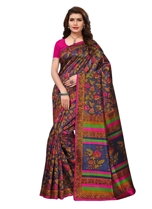 Navy Blue, Pink, Multi Color  Kashmiri Silk (Art Silk) Saree only in Bigswipe