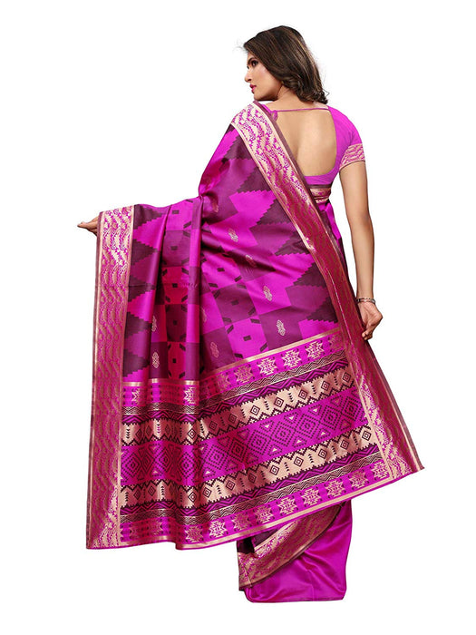 Pink, Black Color Poly Silk Saree only in Bigswipe