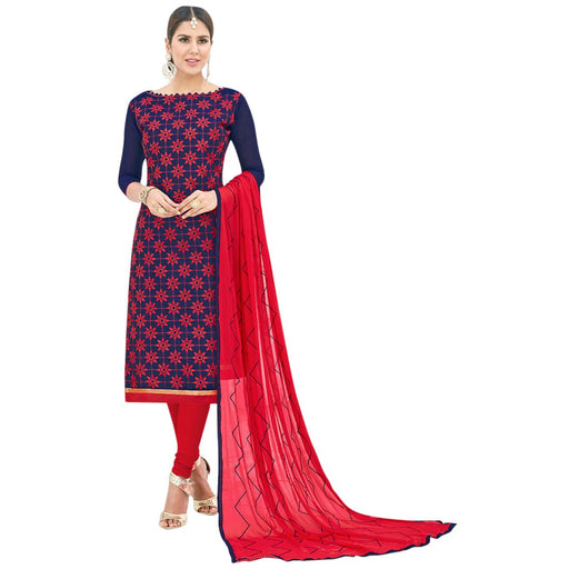 Chanderi Fabric Nvay Blue Color Dress Material only in Bigswipe