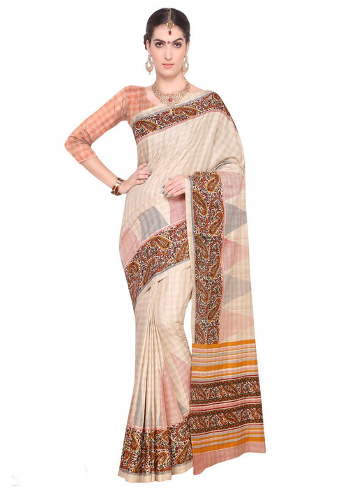 Cream, Multi Color Art Silk Saree only in Bigswipe