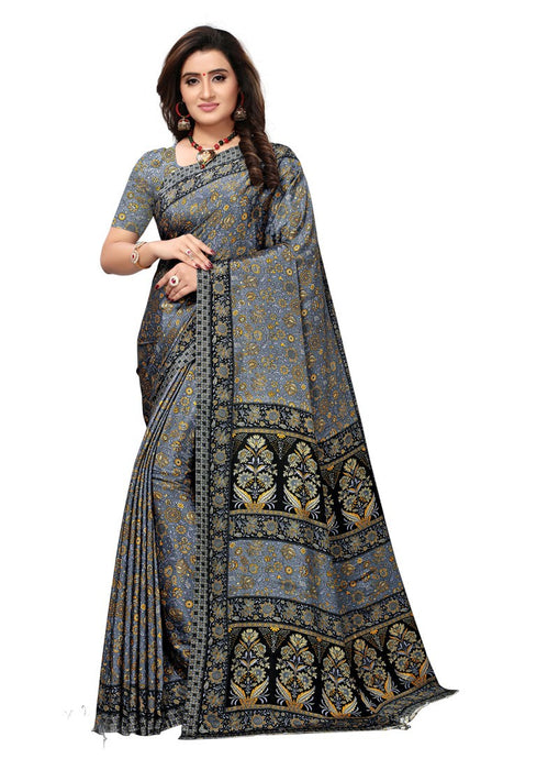 Grey, Black, Multi Color  Crepe Saree only in Bigswipe